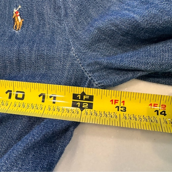 Ralph Lauren Girls Denim Button Up Dress, Long Sleeve Belt Size 5 - Picture 9 of 11